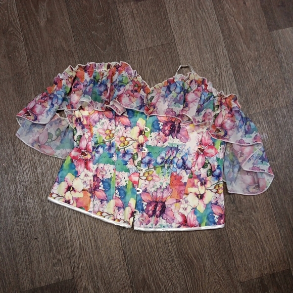 Corset Floral Off-Shoulder Women's Top Size XL - Picture 2 of 7